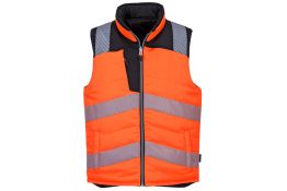 PW374 - GILET IMBOTTITO REVERSIBILE H.V. ARANCIO/NERO PORTWEST