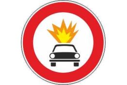 FIGURA 64/A TRANSITO VIETATO AI VEICOLI CHE TRASPORTANO ESPLOSIVI O PRODOTTI FACILMENTE INFIAMMABILI