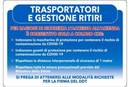 SEGNALE DI EMERGENZA COVID-19 TRASPORTI E GESTIONE RITIRI